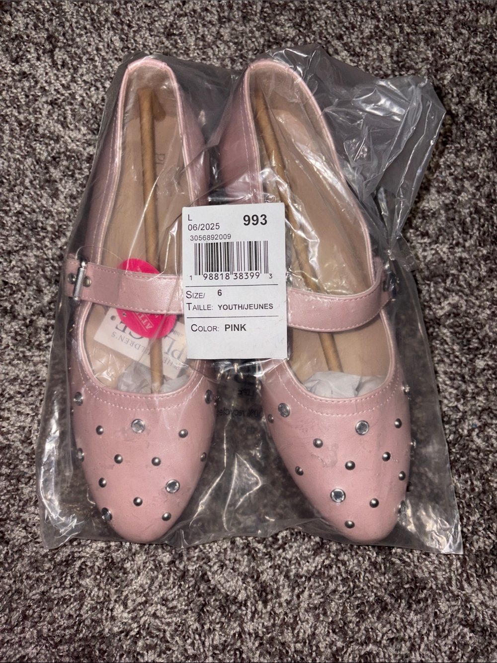 Pink Studded Mary Jane Flats